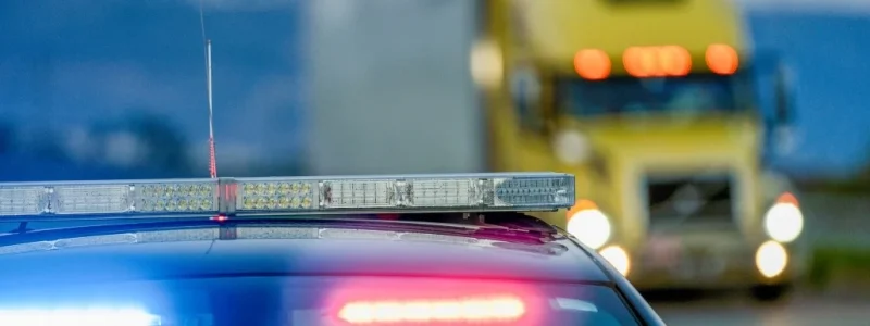 semi truck police car